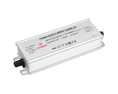 Блок питания Arlight ARPV-12200-A1 12V 200W IP67 16,6A 032317