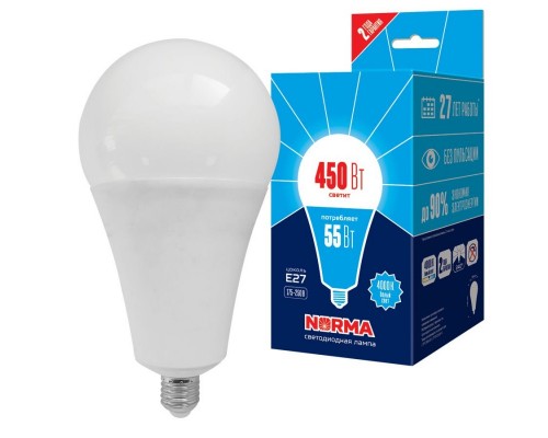 Лампа LED сверхмощная Volpe E27 55W 4000K матовая LED-A140-55W/4000K/E27/FR/NR UL-00005614