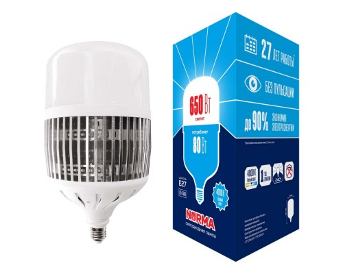 Лампа LED сверхмощная Volpe E27 80W 4000K матовая LED-M80-80W/4000K/E27/FR/NR UL-00006795