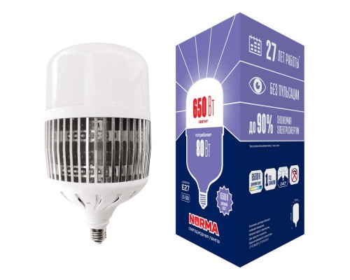 Лампа LED сверхмощная Volpe E27 80W 6500K матовая LED-M80-80W/6500K/E27/FR/NR UL-00006796