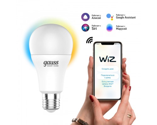 Лампа светодиодная диммируемая Gauss Smart Home E27 10W 2700-6500K матовая 1080112