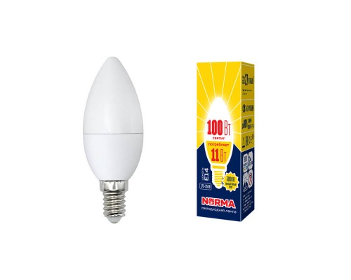 Лампа светодиодная E14 11W 3000K матовая LED-C37-11W/WW/E14/FR/NR UL-00003812