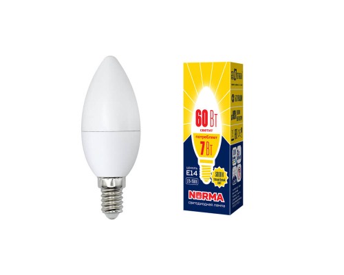 Лампа светодиодная E14 7W 3000K матовая LED-C37-7W/WW/E14/FR/NR UL-00003796