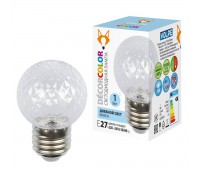 Лампа светодиодная E27 1W 6000K прозрачная LED-D45-1W/6000K/E27/CL/С PINEAPPLE UL-00010065