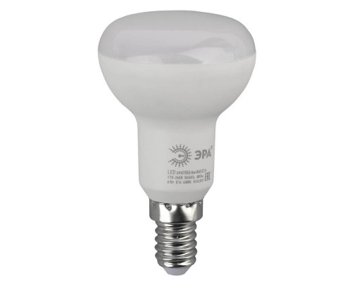 Лампа светодиодная ЭРА E14 6W 4000K матовая LED R50-6W-840-E14 Б0020556