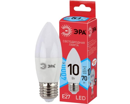 Лампа светодиодная ЭРА E27 10W 4000K матовая LED B35-10W-840-E27 R Б0050696