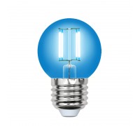 Лампа светодиодная филаментная Uniel E27 5W синяя LED-G45-5W/BLUE/E27 GLA02BL UL-00002990