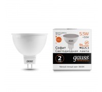 Лампа светодиодная Gauss GU5.3 5.5W 3000K матовая 13516