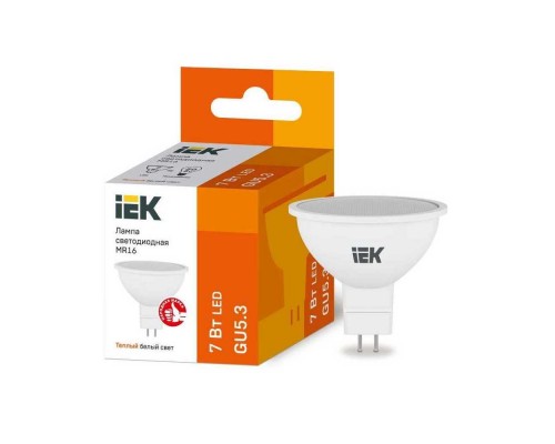 Лампа светодиодная IEK GU5.3 7W 3000K матовая LLE-MR16-7-230-30-GU5