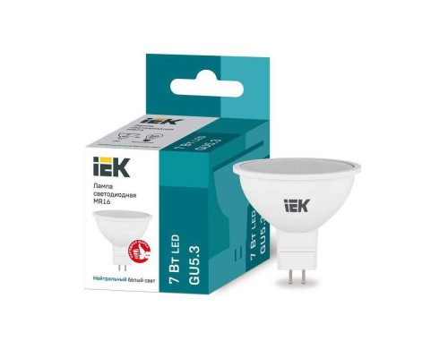 Лампа светодиодная IEK GU5.3 7W 4000K матовая LLE-MR16-7-230-40-GU5