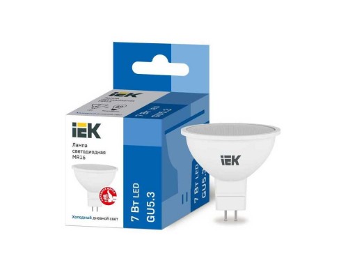 Лампа светодиодная IEK GU5.3 7W 6500K матовая LLE-MR16-7-230-65-GU5