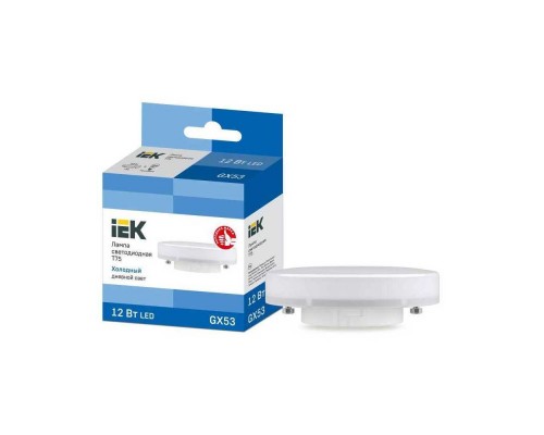 Лампа светодиодная IEK GX53 12W 6500K матовая LLE-T80-12-230-65-GX53