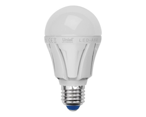 Лампа светодиодная Uniel E27 12W 3000K матовая LED-A60 12W/WW/E27/FR PLP01WH UL-00001526