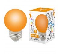 Лампа светодиодная Volpe E27 1W оранжевая LED-G45-1W/ORANGE/E27/FR/С UL-00005650