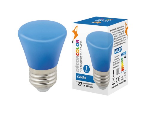 Лампа светодиодная Volpe E27 1W синяя LED-D45-1W/BLUE/E27/FR/С BELL UL-00005639