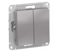 Переключатель двухклавишный проходной Schneider Electric AtlasDesign 10A 250V алюминий ATN000365