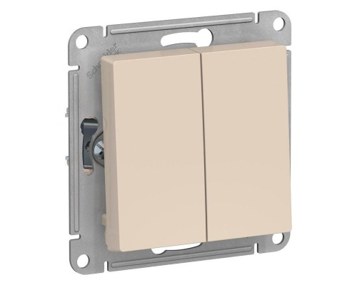 Переключатель двухклавишный проходной Schneider Electric AtlasDesign 10A 250V бежевый ATN000265