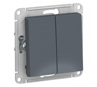 Переключатель двухклавишный проходной Schneider Electric AtlasDesign 10A 250V грифель ATN000765