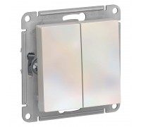 Переключатель двухклавишный проходной Schneider Electric AtlasDesign 10A 250V жемчужный ATN000465