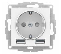Розетка 2К+3/2хUSB Schneider Electric AtlasDesign 16A 250V Type A+A белая ATN000130