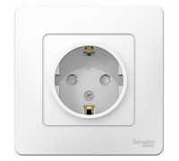 Розетка 2К+З Schneider Electric Blanca 16A 250V со шторками белая BLNRS001111