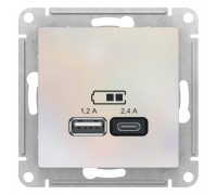 Розетка 2хUSB Schneider Electric AtlasDesign Type A+C жемчужная ATN000439