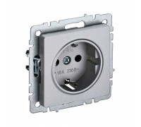 Розетка 2P+PE IEK Brite алюминий BR-R11-16-K47