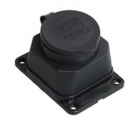 Розетка 2P+PE IEK Omega с крышкой черная PKR11-016-2-K02