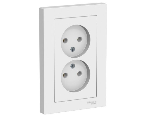 Розетка двойная 2К Schneider Electric AtlasDesign 16A 250V белая ATN000120