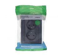 Розетка двойная 2К Schneider Electric AtlasDesign 16A 250V грифель ATN000720