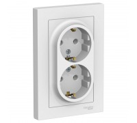 Розетка двойная 2К+З Schneider Electric AtlasDesign 16A 250V белая ATN000124