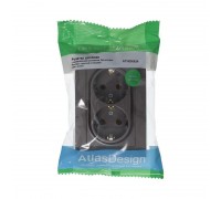 Розетка двойная 2К+З Schneider Electric AtlasDesign 16A 250V мокко ATN000624