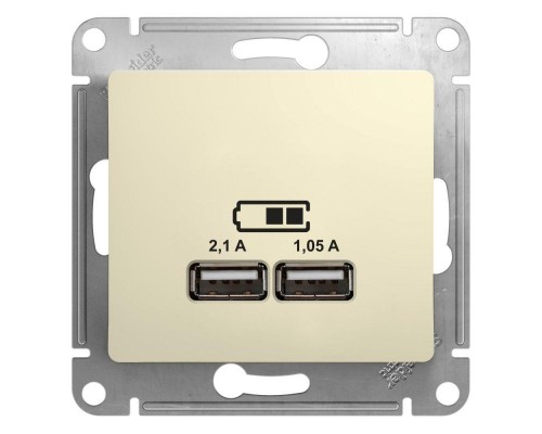 Розетка двойная USB Schneider Electric Glossa Type A+A бежевая GSL000233