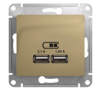 Розетка двойная USB Schneider Electric Glossa Type A+A титан GSL000433
