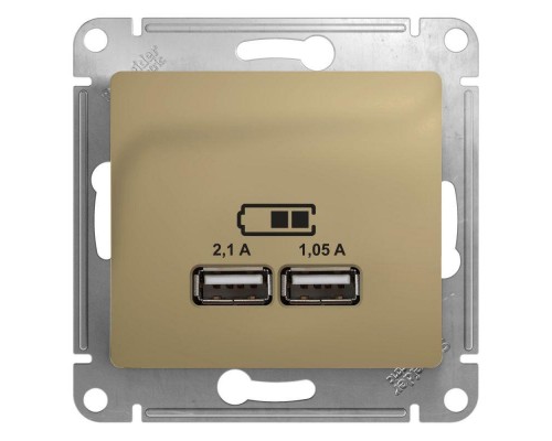 Розетка двойная USB Schneider Electric Glossa Type A+A титан GSL000433