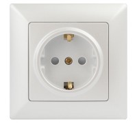 Розетка ЭРА Intro Solo Schuko 2P+E 16A 250V со шторками перламутровый 4-206-06 Б0053686