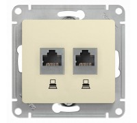 Розетка компьютерная двойная RJ45 Schneider Electric Glossa 5e кат UTP бежевая GSL000285KK