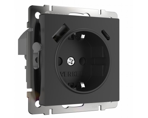 Розетка Werkel с быстрой зарядкой USB Type A+С черный W1171708 4690389176449