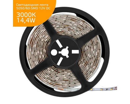 Светодиодная лента Gauss 14,4W/m 60LED/m 5050SMD теплый белый 5M 355000114