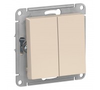 Выключатель двухклавишный Schneider Electric AtlasDesign 10A 250V бежевый ATN000251