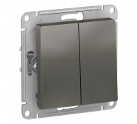 Выключатель двухклавишный Schneider Electric AtlasDesign 10A 250V сталь ATN000951