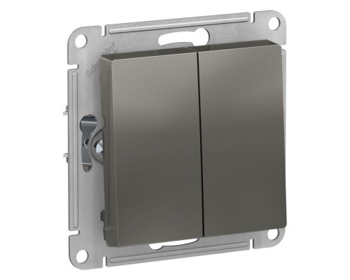 Выключатель двухклавишный Schneider Electric AtlasDesign 10A 250V сталь ATN000951