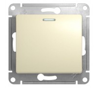 Выключатель одноклавишный Schneider Electric Glossa 10A 250V с подсветкой бежевый GSL000213